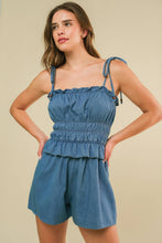 Load image into Gallery viewer, THRIVING ALL NIGHT DENIM ROMPER
