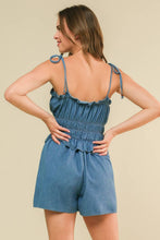 Load image into Gallery viewer, THRIVING ALL NIGHT DENIM ROMPER
