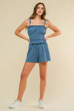 Load image into Gallery viewer, THRIVING ALL NIGHT DENIM ROMPER
