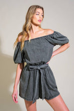 Load image into Gallery viewer, TINY TEMPTATIONS DENIM ROMPER
