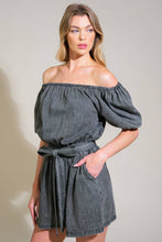 Load image into Gallery viewer, TINY TEMPTATIONS DENIM ROMPER
