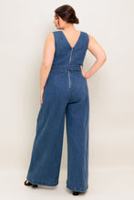 Load image into Gallery viewer, WHERE THE NIGHT MEDIUM INDIGO DENIM JUMPSUIT
