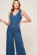 Load image into Gallery viewer, WHERE THE NIGHT MEDIUM INDIGO DENIM JUMPSUIT
