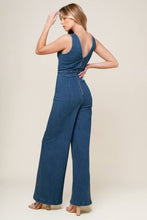 Load image into Gallery viewer, WHERE THE NIGHT MEDIUM INDIGO DENIM JUMPSUIT
