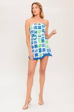 Load image into Gallery viewer, TELL ME WHITE BLUE WOVEN ROMPER
