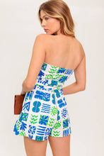 Load image into Gallery viewer, TELL ME WHITE BLUE WOVEN ROMPER
