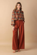 Load image into Gallery viewer, NOSTALGIC TEAL BROWN WOVEN TOP
