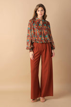 Load image into Gallery viewer, NOSTALGIC TEAL BROWN WOVEN TOP
