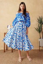 Load image into Gallery viewer, SUNSET SASHAY BLUE TOP AND SKIRT SET
