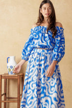 Load image into Gallery viewer, SUNSET SASHAY BLUE TOP AND SKIRT SET
