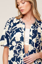 Load image into Gallery viewer, SLOW MORNINGS NAVY WOVEN TOP AND SHORTS SET
