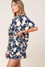 Load image into Gallery viewer, SLOW MORNINGS NAVY WOVEN TOP AND SHORTS SET
