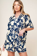 Load image into Gallery viewer, SLOW MORNINGS NAVY WOVEN TOP AND SHORTS SET
