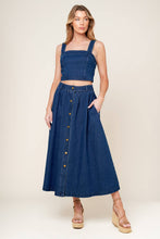 Load image into Gallery viewer, SIMPLY THE VIBE DENIM TOP AND SKIRT SET
