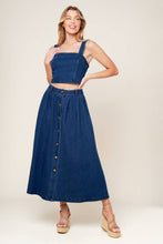 Load image into Gallery viewer, SIMPLY THE VIBE DENIM TOP AND SKIRT SET
