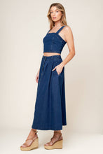 Load image into Gallery viewer, SIMPLY THE VIBE DENIM TOP AND SKIRT SET
