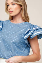 Load image into Gallery viewer, WEEKEND GETAWAY BLUE WOVEN TOP
