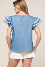 Load image into Gallery viewer, WEEKEND GETAWAY BLUE WOVEN TOP
