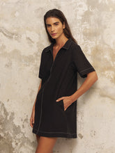 Load image into Gallery viewer, Mae Popover Mini Dress - Black
