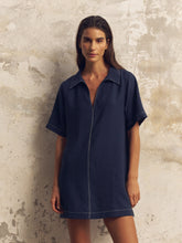 Load image into Gallery viewer, Mae Popover Mini Dress - Navy
