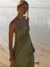Load image into Gallery viewer, Sofia Ties Maxi Dress - Khaki Green
