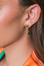 Load image into Gallery viewer, TRIPLE HEART DROP CLIP-ON EARRINGS
