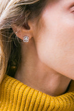Load image into Gallery viewer, HALO ZIRCONIA ROUND EARRINGS
