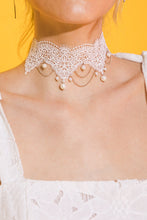 Load image into Gallery viewer, CHOOSE HAPPINESS LACE PEARL CHOKER NECKLACE
