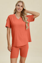 Load image into Gallery viewer, Basic Bae Full Size Ribbed V-Neck Short Sleeve Top and Shorts Set
