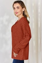 Load image into Gallery viewer, Basic Bae Full Size Ribbed Half Button Long Sleeve T-Shirt
