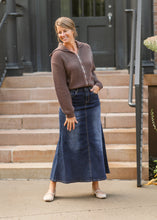 Load image into Gallery viewer, Bethany Dark Wash A-line Long Denim Skirt
