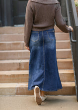 Load image into Gallery viewer, Bethany Dark Wash A-line Long Denim Skirt
