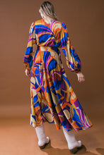 Load image into Gallery viewer, BOLD ADVENTURES WOVEN SATIN MIDI DRESS
