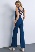 Load image into Gallery viewer, KISS AND WON&#39;T TELL DENIM JUMPSUIT

