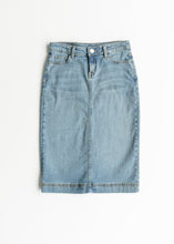 Load image into Gallery viewer, Bryn Light Wash Denim Midi Skirt
