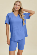 Load image into Gallery viewer, Basic Bae Full Size Ribbed V-Neck Short Sleeve Top and Shorts Set
