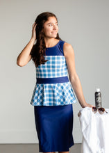 Load image into Gallery viewer, Caley Gingham Peplum Swim Top-FINAL SALE
