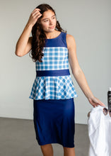 Load image into Gallery viewer, Caley Gingham Peplum Swim Top-FINAL SALE
