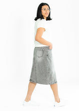 Load image into Gallery viewer, Claire A-line Denim Midi Skirt
