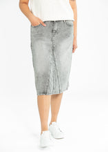 Load image into Gallery viewer, Claire A-line Denim Midi Skirt
