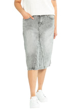 Load image into Gallery viewer, Claire A-line Denim Midi Skirt
