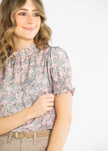 Load image into Gallery viewer, Clara Floral Ruffle Mockneck Short Sleeve Top
