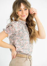 Load image into Gallery viewer, Clara Floral Ruffle Mockneck Short Sleeve Top
