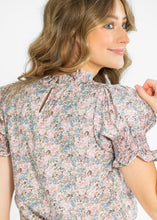 Load image into Gallery viewer, Clara Floral Ruffle Mockneck Short Sleeve Top
