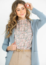 Load image into Gallery viewer, Clara Floral Ruffle Mockneck Short Sleeve Top
