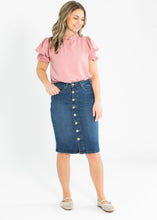Load image into Gallery viewer, Clara Ruffle Mockneck Short Sleeve Top
