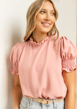Load image into Gallery viewer, Clara Ruffle Mockneck Short Sleeve Top
