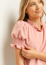Load image into Gallery viewer, Clara Ruffle Mockneck Short Sleeve Top
