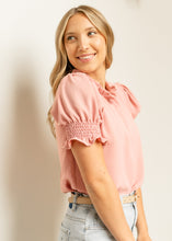Load image into Gallery viewer, Clara Ruffle Mockneck Short Sleeve Top
