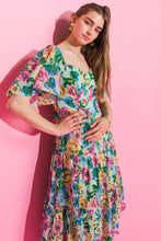 Load image into Gallery viewer, YOUR PLACE OR MINE FLORAL WOVEN MIDI DRESS

